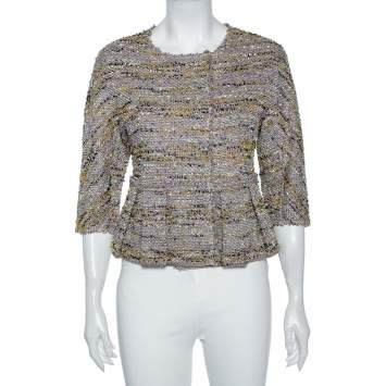 مملوكة مسبقً�ا M Missoni Multicolored Lurex Knit Pleated Hem Detailed Jacket S
