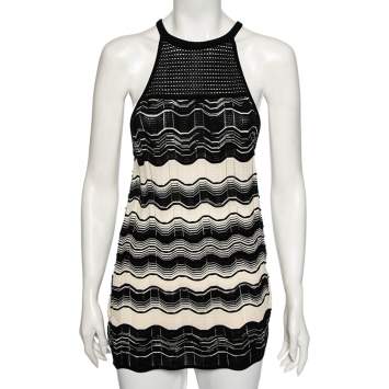 Pre Owned M Missoni Monochrome Knit Sleeveless Top S