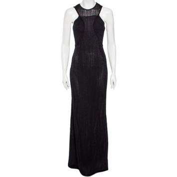 Pre Owned M Missoni Black Lurex Knit Racer Back Maxi Dress M