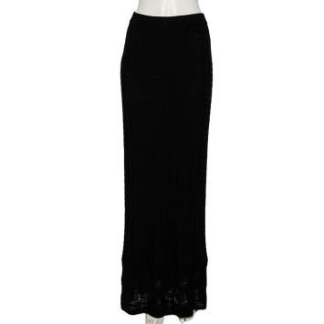 Pre Owned M Missoni Black Wool Knit Maxi Skirt M