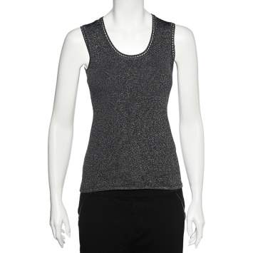 Pre Owned M Missoni Black Lurex Knit  Tank Top M