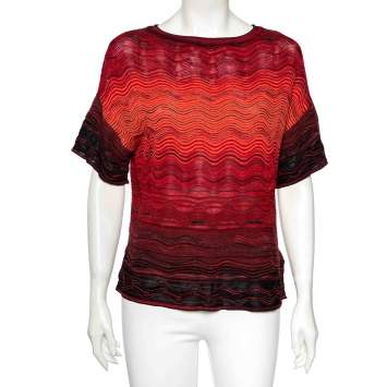 Pre Owned M Missoni Multicolor Wave Pattern Knit Oversized Top S