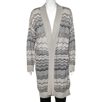 Pre Owned M Missoni Grey Knit Long Cardigan M