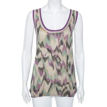 Pre Owned M Missoni Multicolored Patterned Knit Sleeveless Top M
