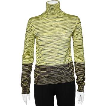 Pre Owned M Missoni Green & Brown Knit Turtleneck Sweater M