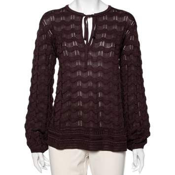 Pre Owned M Missoni Brown Knit Wave Textured Sweater L