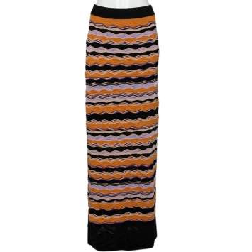 Pre Owned M Missoni Multicolored Merino Knitted Maxi Skirt L