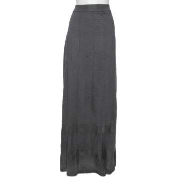 Pre Owned M Missoni Grey Knit Maxi Skirt M