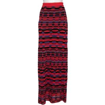 Pre Owned M Missoni Multicolored Knit Maxi Skirt M