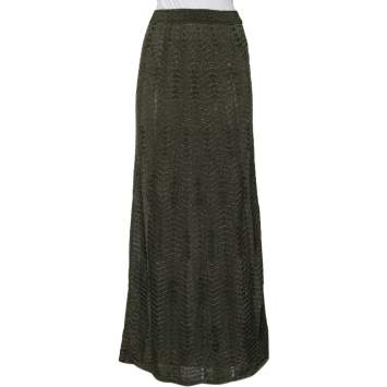 Pre Owned M Missoni Green Lurex Knit Maxi Skirt S