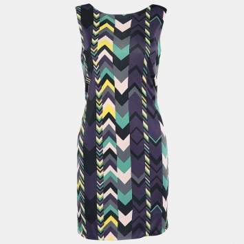 Pre Owned M Missoni Multicolor Printed Jersey Sleeveless Midi Dress M