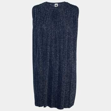 مملوكة مسبقًا M Missoni Navy Blue Lurex Knit Sleeveless Dress S