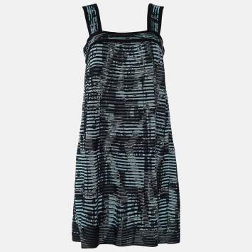 Pre Owned M Missoni Black & Blue Lurex Knit Sleeveless Dress M