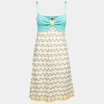 Pre Owned M Missoni Multicolor Patterned Knit Sleeveless Dress L