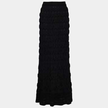 Pre Owned M Missoni Black Wool Knit Maxi Skirt L