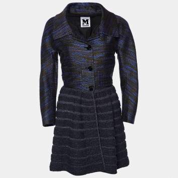 Pre Owned M Missoni Multicolor Striped Knit Button Front Coat M