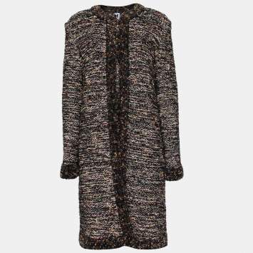 Pre Owned M Missoni Black Lurex Knit Hook Front Coat M
