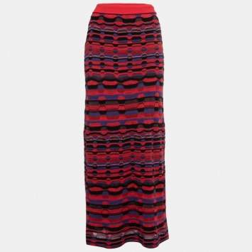 Pre Owned M Missoni Multicolor Patterned Knit Maxi Skirt M