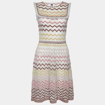 مملوكة مسبقًا M Missoni Grey Patterned lurex Knit Sleeveless Sheer Mini Dress M