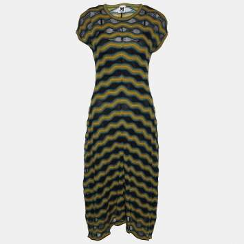 Pre Owned M Missoni Multicolor Patterned Knit Midi Dress M