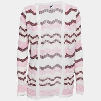 Pre Owned M Missoni Multicolor Patterned Knit Full Sleeve Shrug S