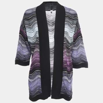 Pre Owned Missoni Multicolor Patterned Knit Open Cardigan S