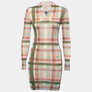 Pre Owned M Missoni Multicolor Printed Wool Long Sleeve Mini Knit Dress S
