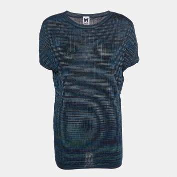 Pre Owned M Missoni Navy Blue Wool Knit Top M