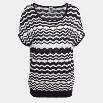 Pre Owned M Missoni Monochrome Patterned Knit Top S