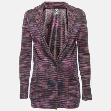 Pre Owned M Missoni Multicolor Patterned Knit Single Breasted Blazer S