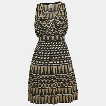 Pre Owned M Missoni Black/Gold Lurex Knit Razer Back Mini Dress S
