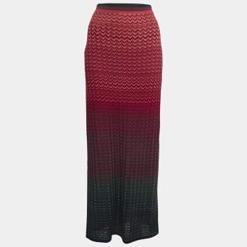 Pre Owned M Missoni Multicolor Chevron Knit Maxi Skirt M