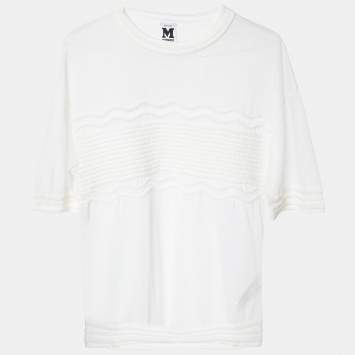 Pre Owned M Missoni White Patterned Knit Top M