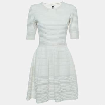 Pre Owned M Missoni White Pleat Detail Knit Short Dress M