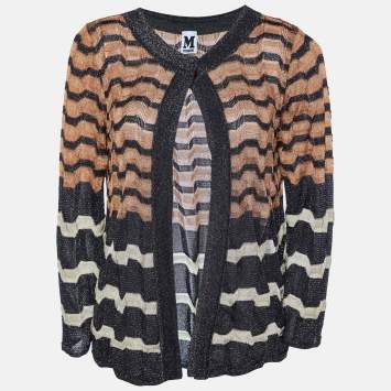 Pre Owned M Missoni Multicolor Patterned Lurex Knit Cardigan S