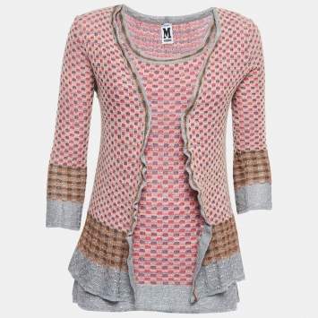 Pre Owned M Missoni Multicolor Patterned Knit Top Shrug Set L