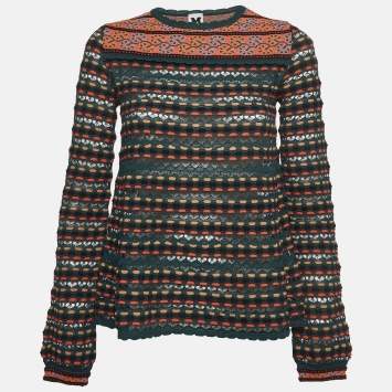 Pre Owned M Missoni Multicolor Patterned Knit Long Sleeve Top S