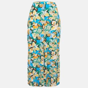 Pre Owned M Missoni Multicolor Floral Print Crepe Wide Leg Trousers M