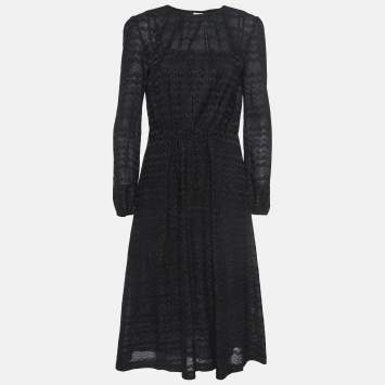 Pre Owned M Missoni Lurex Knit Elastic Waist Detail Midi Dress S