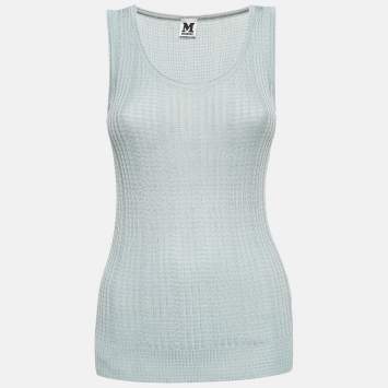Pre Owned M Missoni Green Patterned Knit Tank Top S