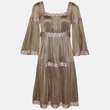 Pre Owned M Missoni Beige Jersey Tiered Short Dress M