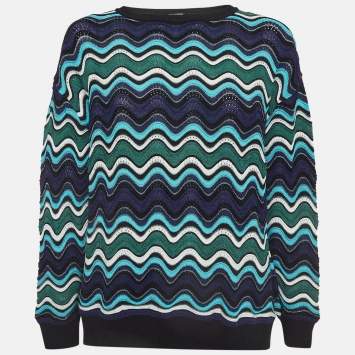 Pre Owned M Missoni Multicolor Chevron Patterned Knit Sweater M