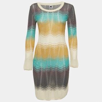 Pre Owned M Missoni Chevron Pattern Knit Mini Dress S