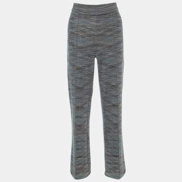 Pre Owned M Missoni Grey Wool Knit Straight Fit Trousers M