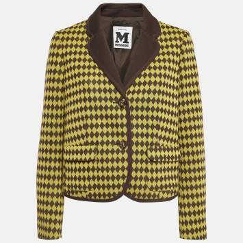 Pre Owned M Missoni Yellow/Brown Checked Knit Blazer M