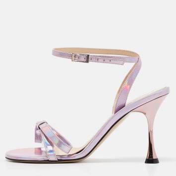 Pre Owned Mach & Mach Multicolor Leather French Bow Ankle Strap Sandals 37