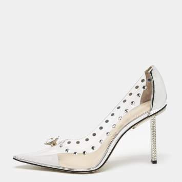 Pre Owned Mach & Mach Transparent PVC and Leather Diamond Dreams Pumps Size 39