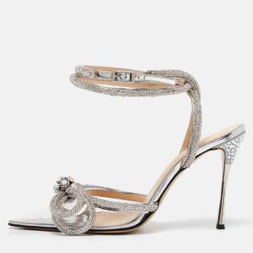 Pre Owned Mach & Mach Transparent PVC Crystals Double Bow Pumps Size 39