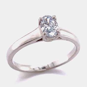 Pre Owned 14K Ov Plain Solitaire Hump Bridal Ring (0.50 Ctw) EU 48