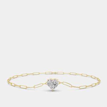 Pre Owned 14K Heart Shape Paper Clip 6.5" Lab Grown Diamond Bracelet (0.50 Ctw)